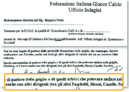 Verbale dell'interrogatorio di Bergamo